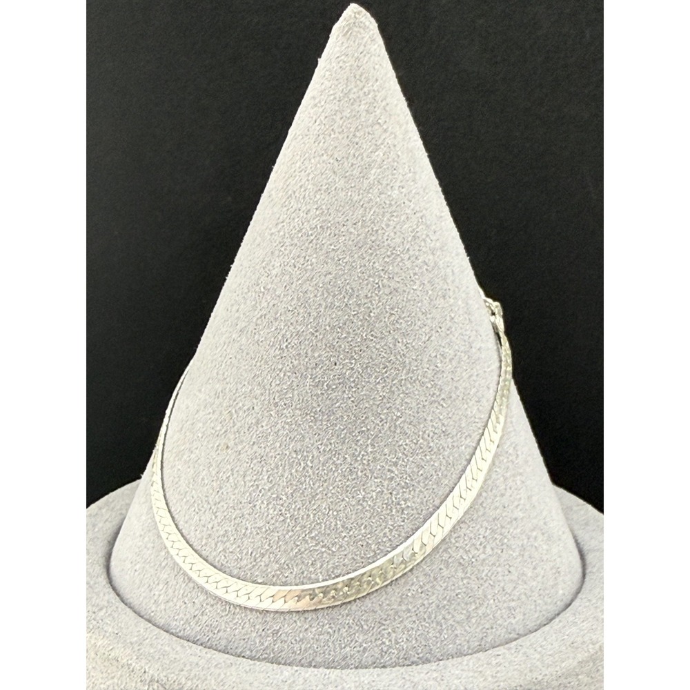 Estate Herringbone Bracelet Silver 925 Italy Flat Chain 7in